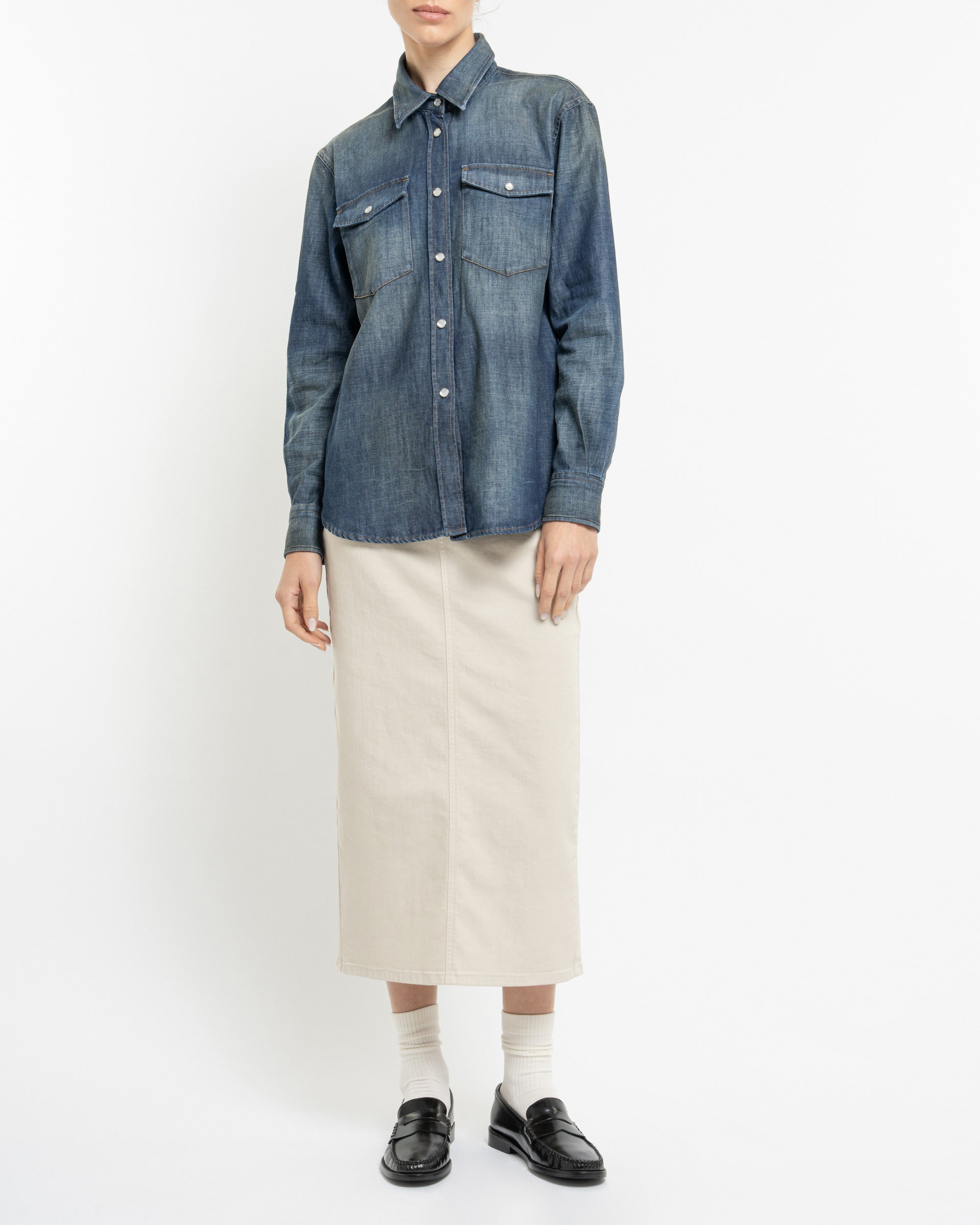Mulberry tex camicia texana in denim