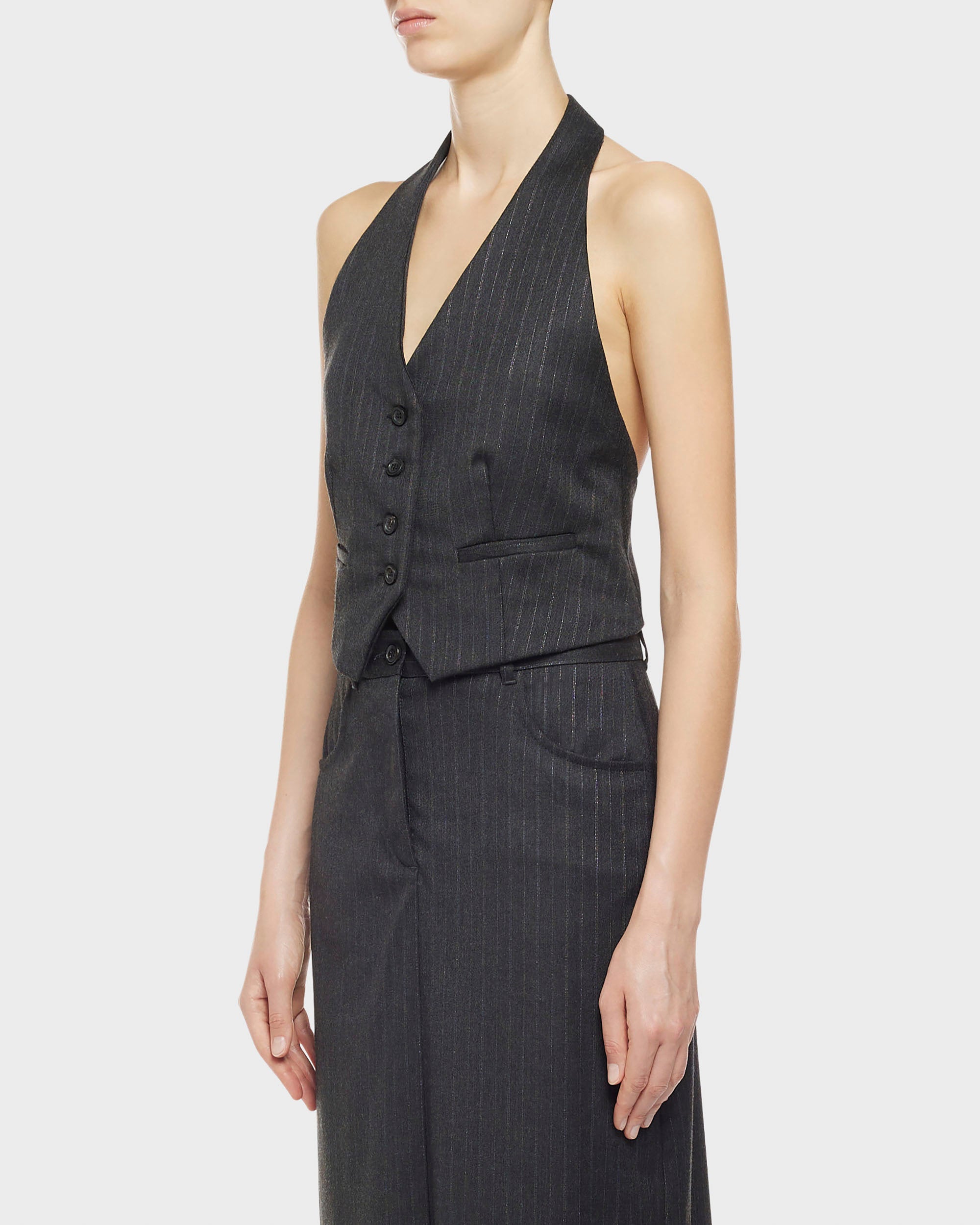 Naked lurex pinstripe vest