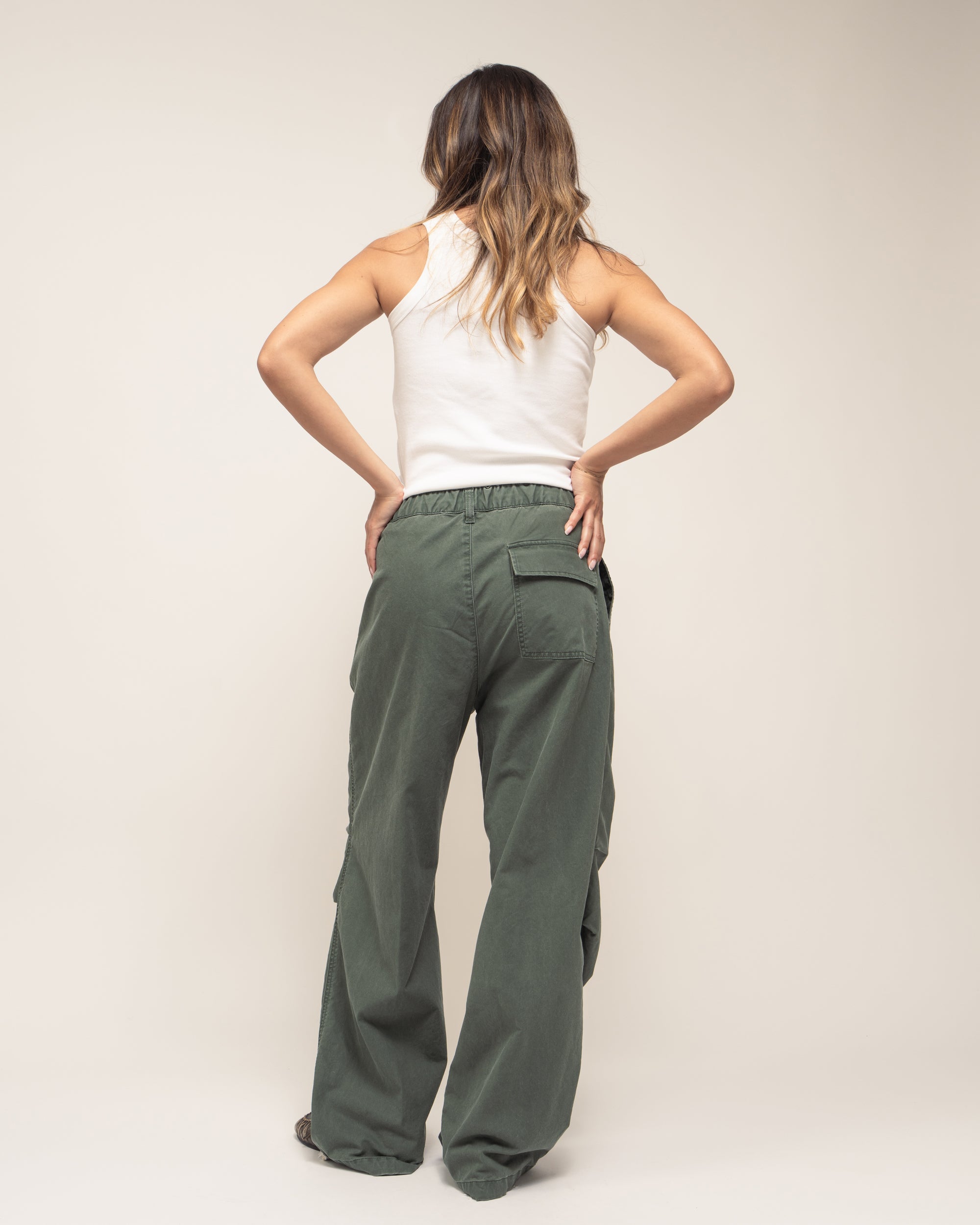 Nona pantaloni fatigue in gabardina