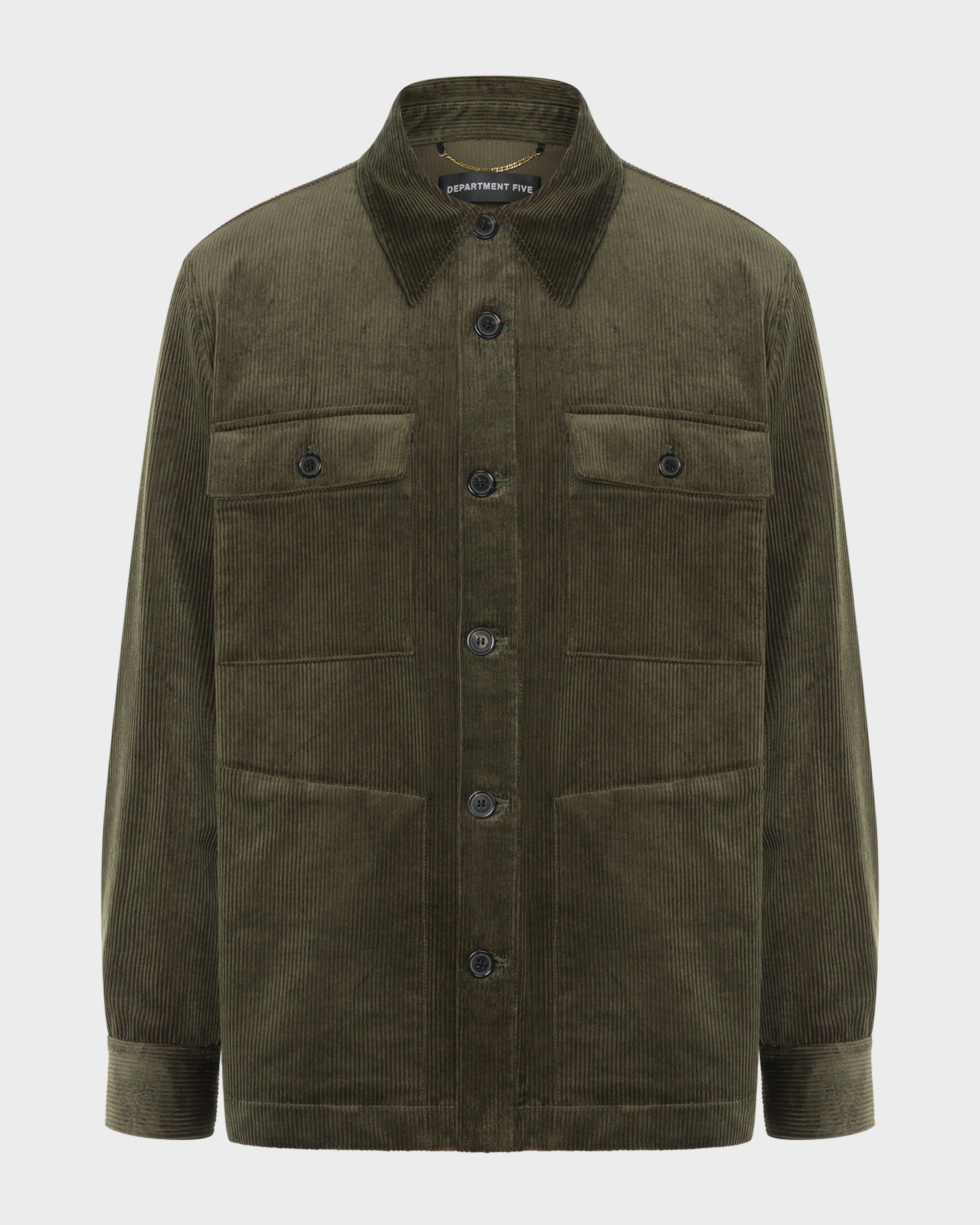 Pike giacca-camicia in velluto a coste verde militare