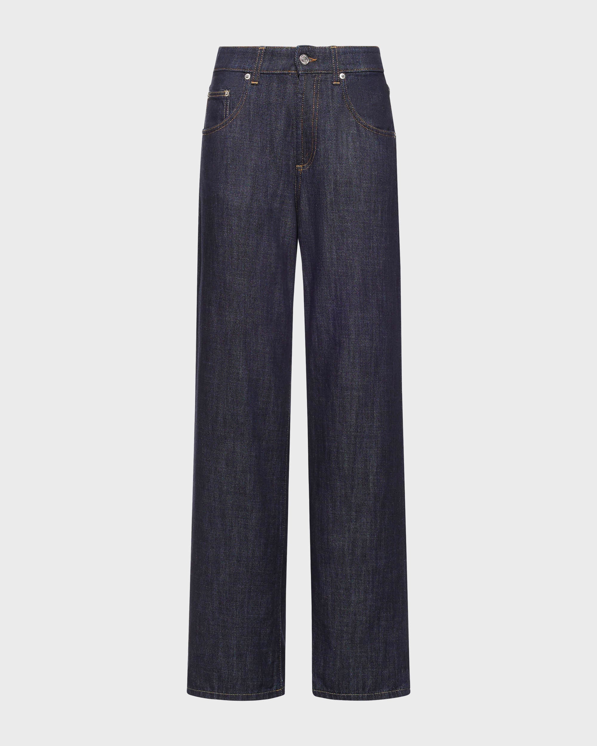 Pop jeans gamba ampia in denim fermo slegato