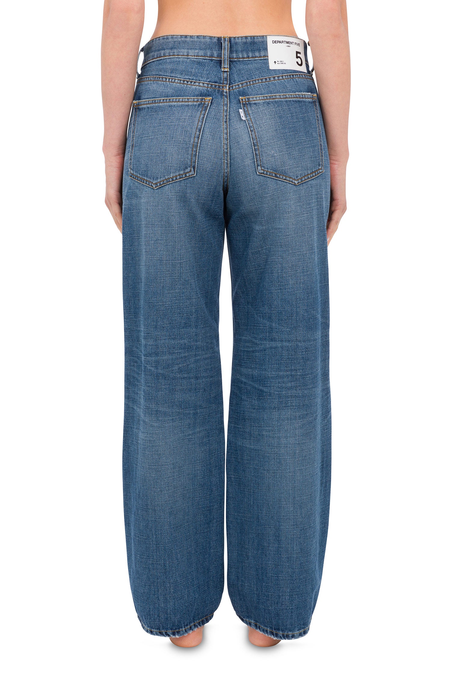 Pop jeans gamba ampia in denim fermo