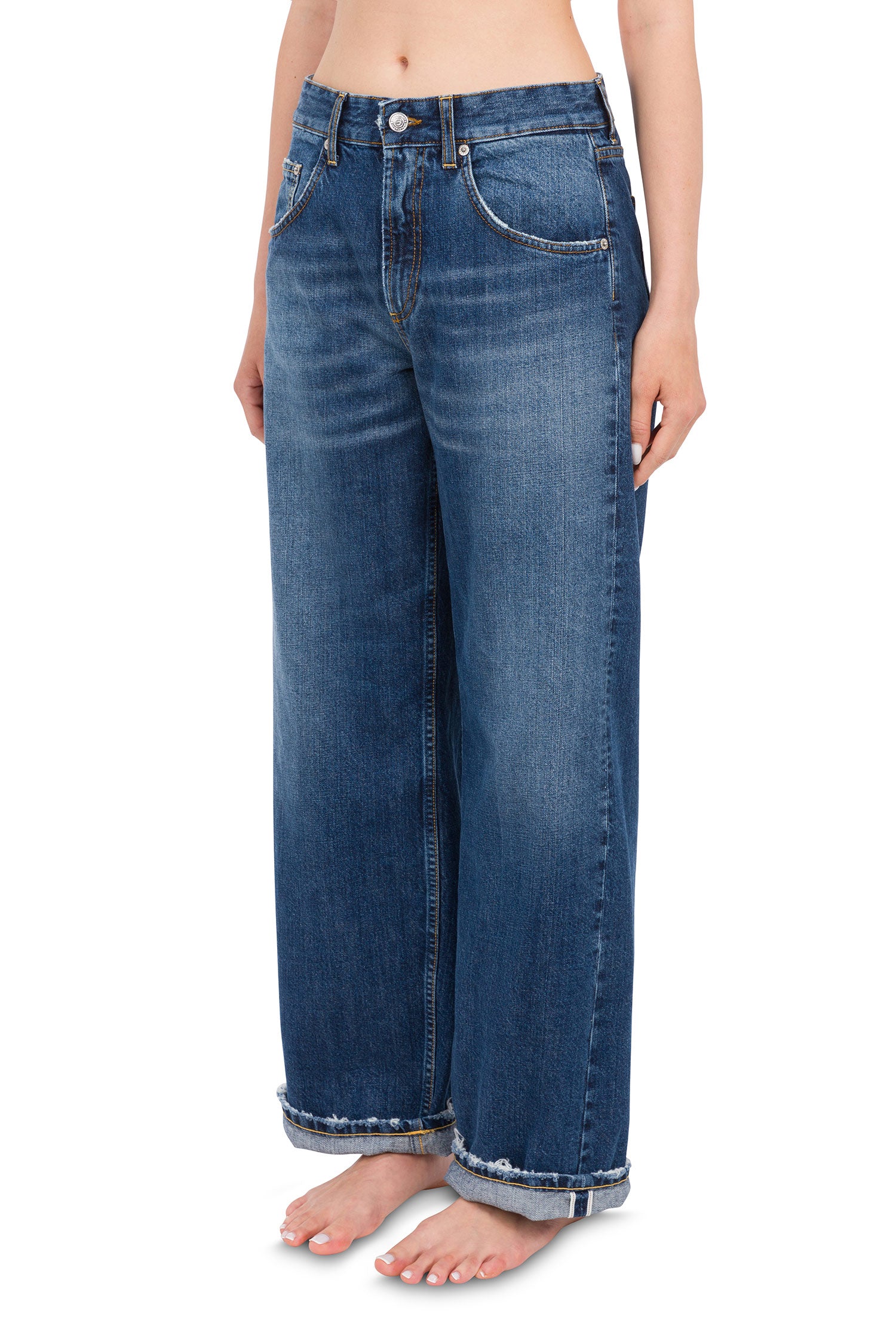 Pop wide leg jeans in selvedge denim