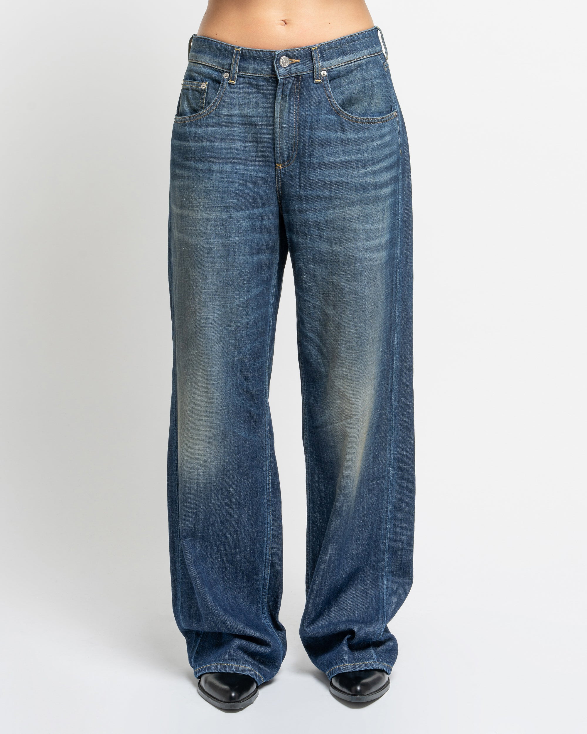 Pop wide leg jeans in denim