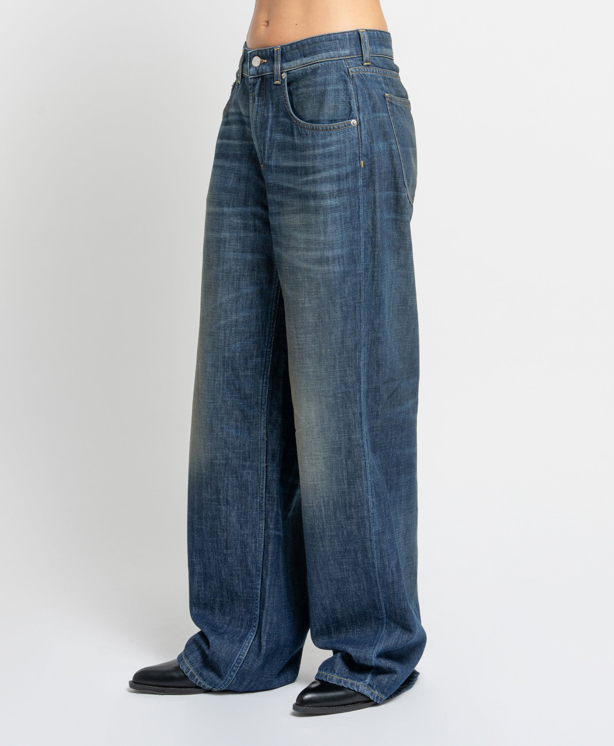 Pop wide leg jeans in denim