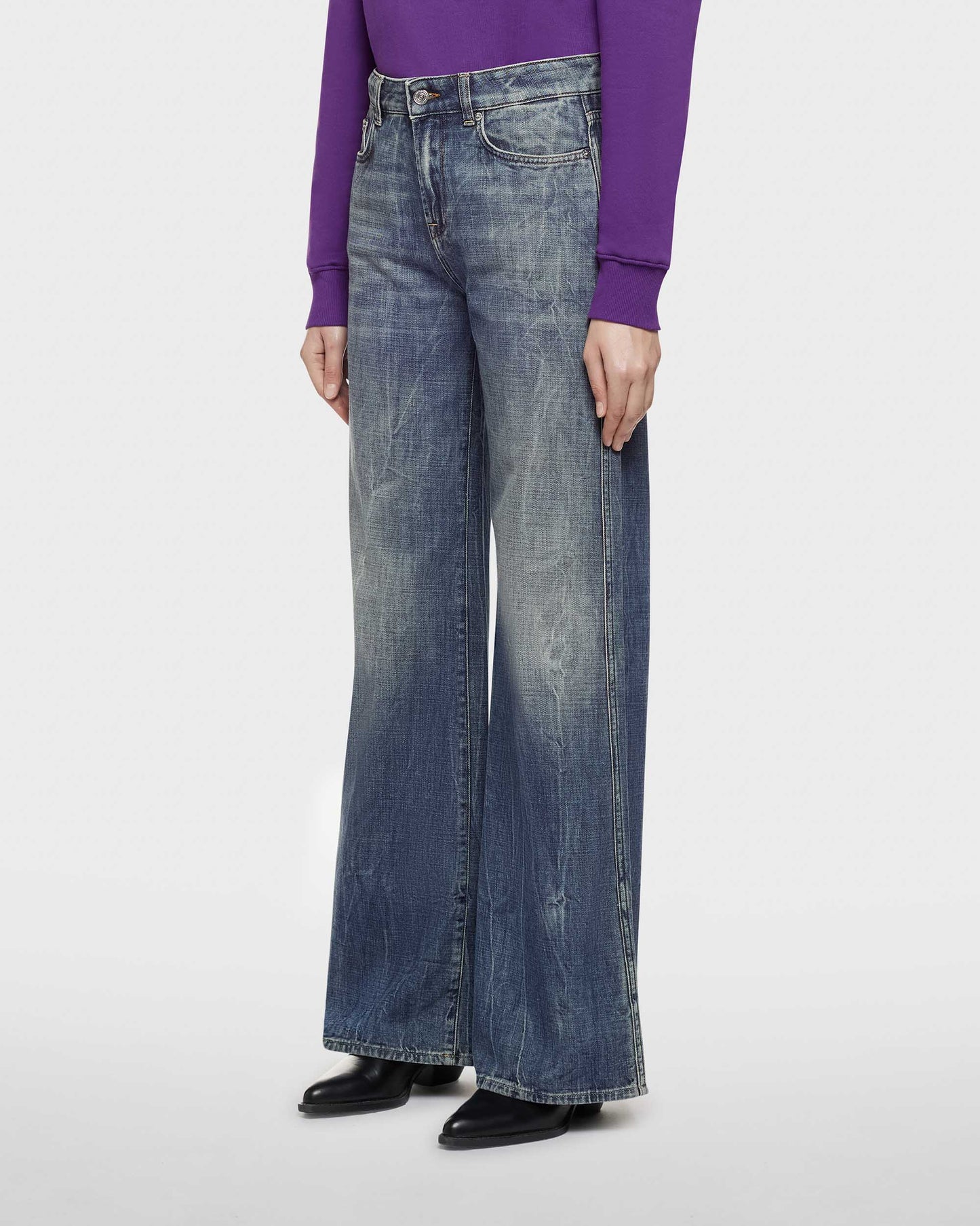 Pretender jeans wide leg in denim fermo slegato