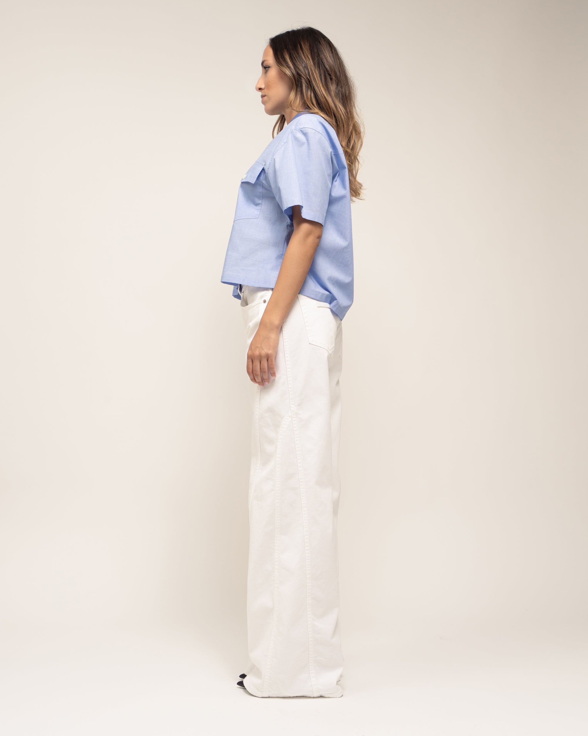 Randy camicia crop in fil a fil