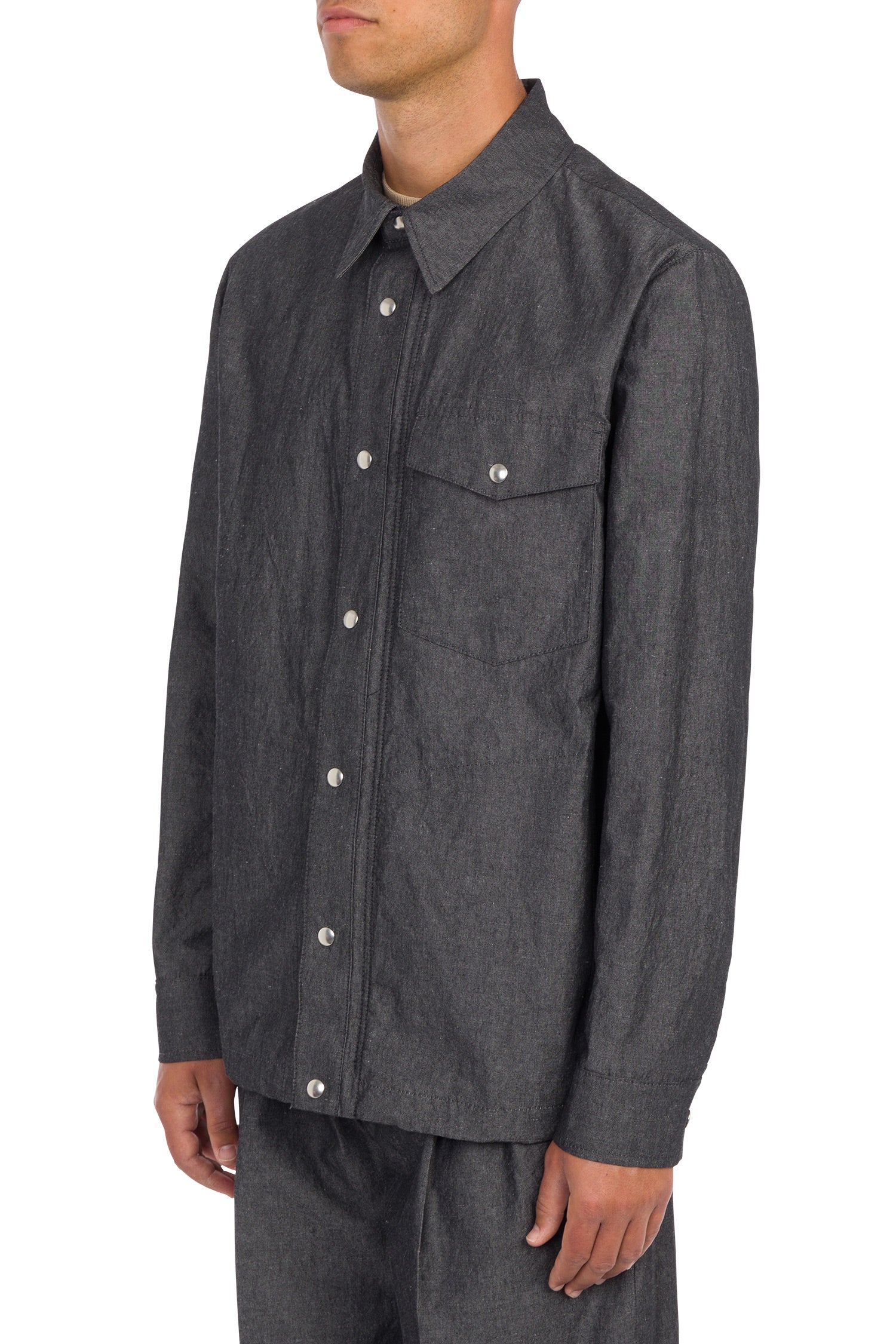 Resident overshirt in salt and pepper canvas 