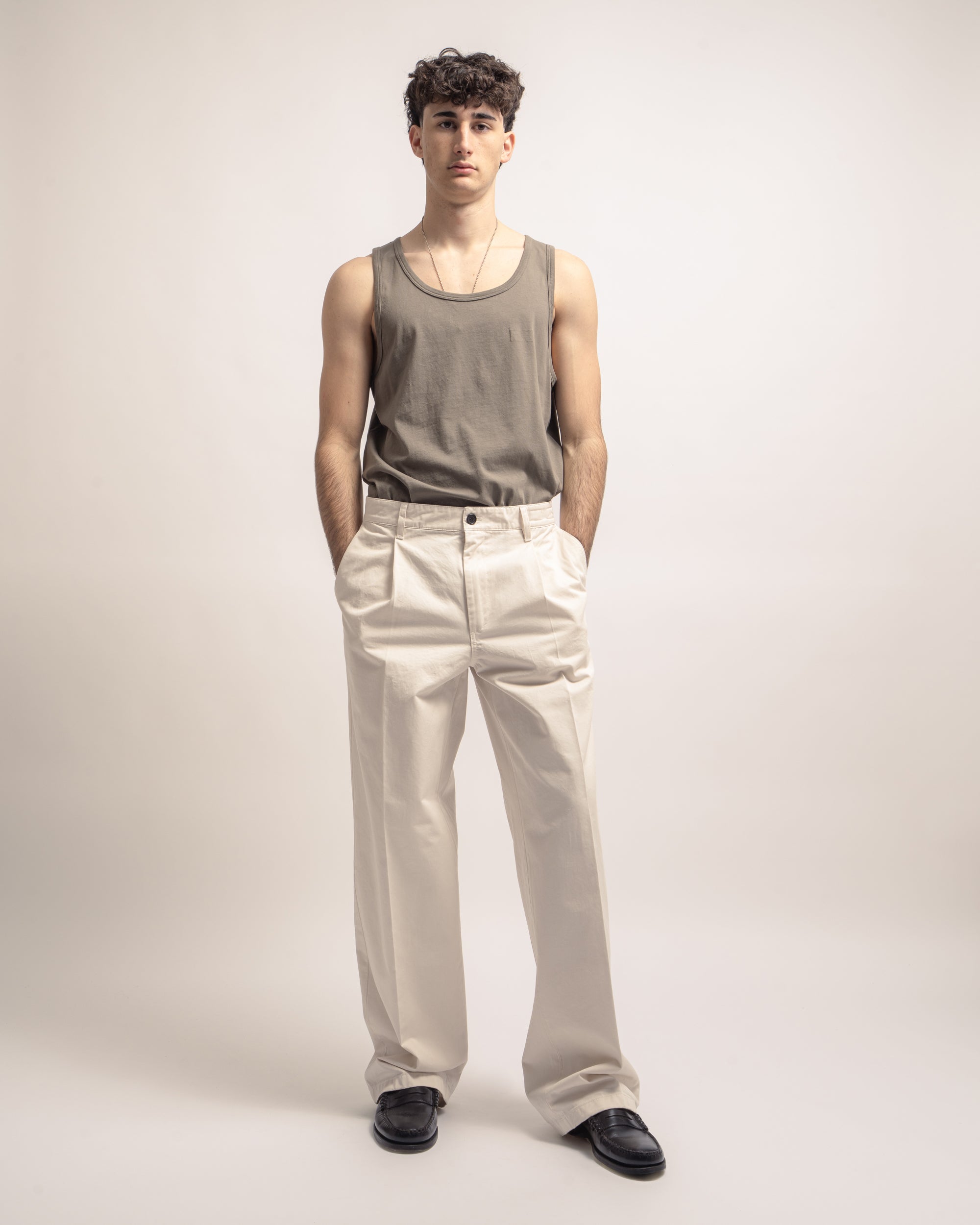 Rogers pantaloni wide leg in gabardina