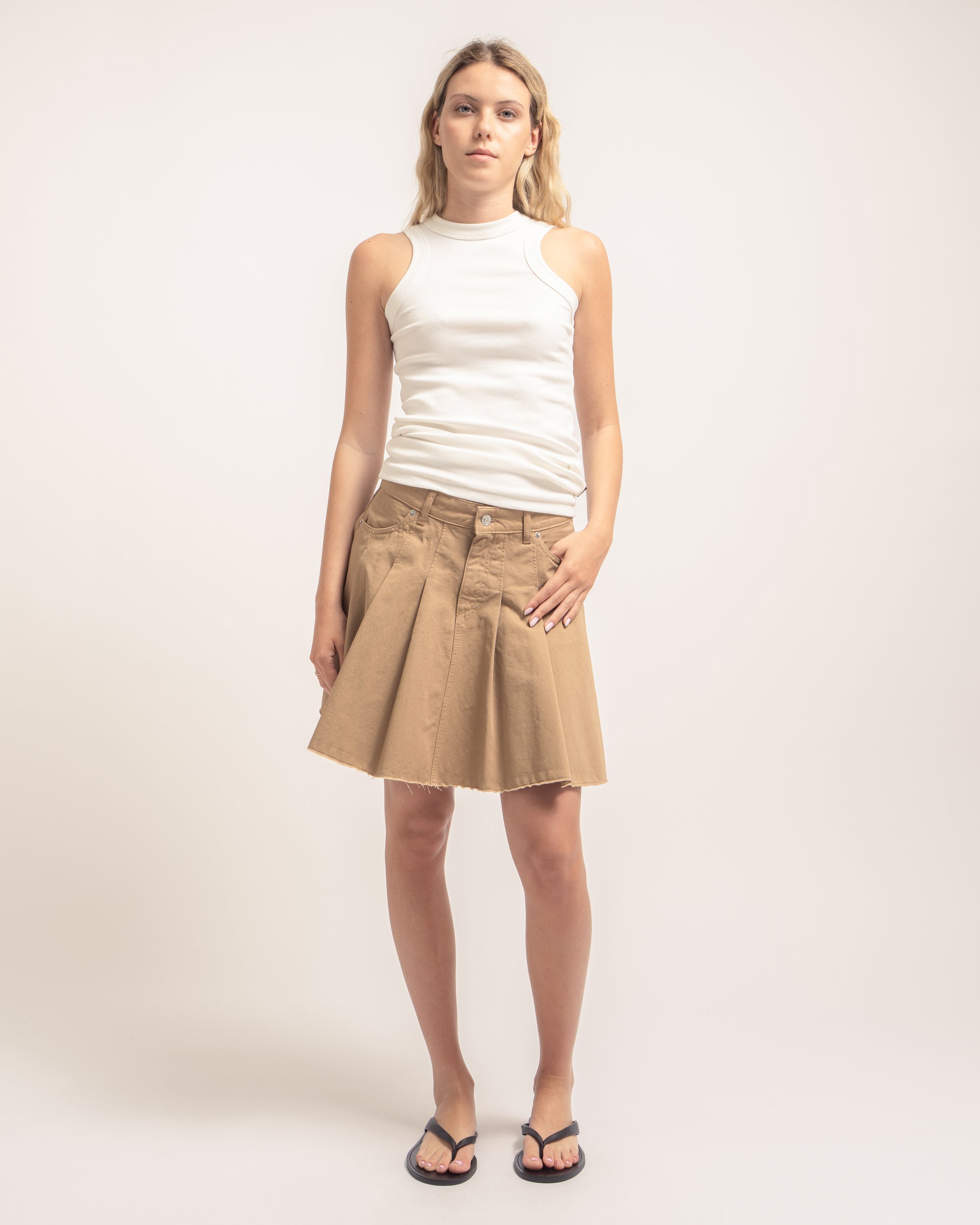 Ross minigonna a pieghe in gabardina