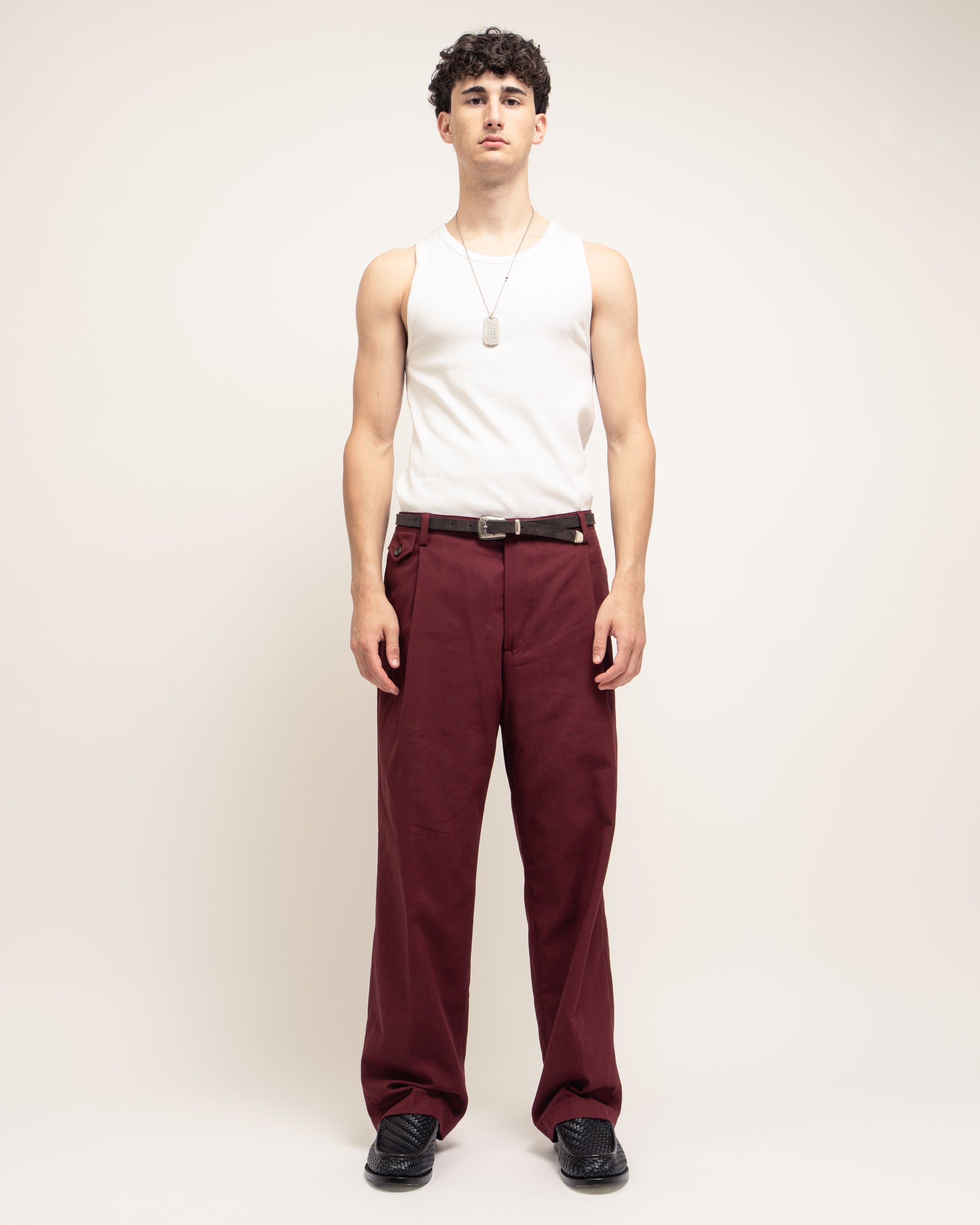 Rushen pantaloni con pieghe in gabardina crêpe