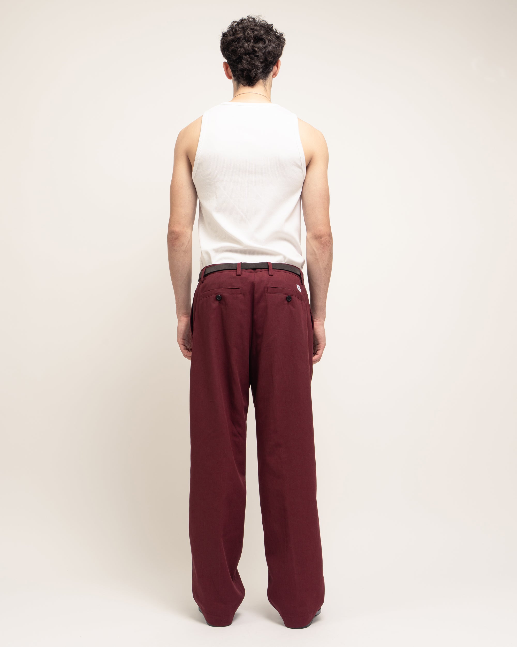 Rushen pantaloni con pieghe in gabardina crêpe