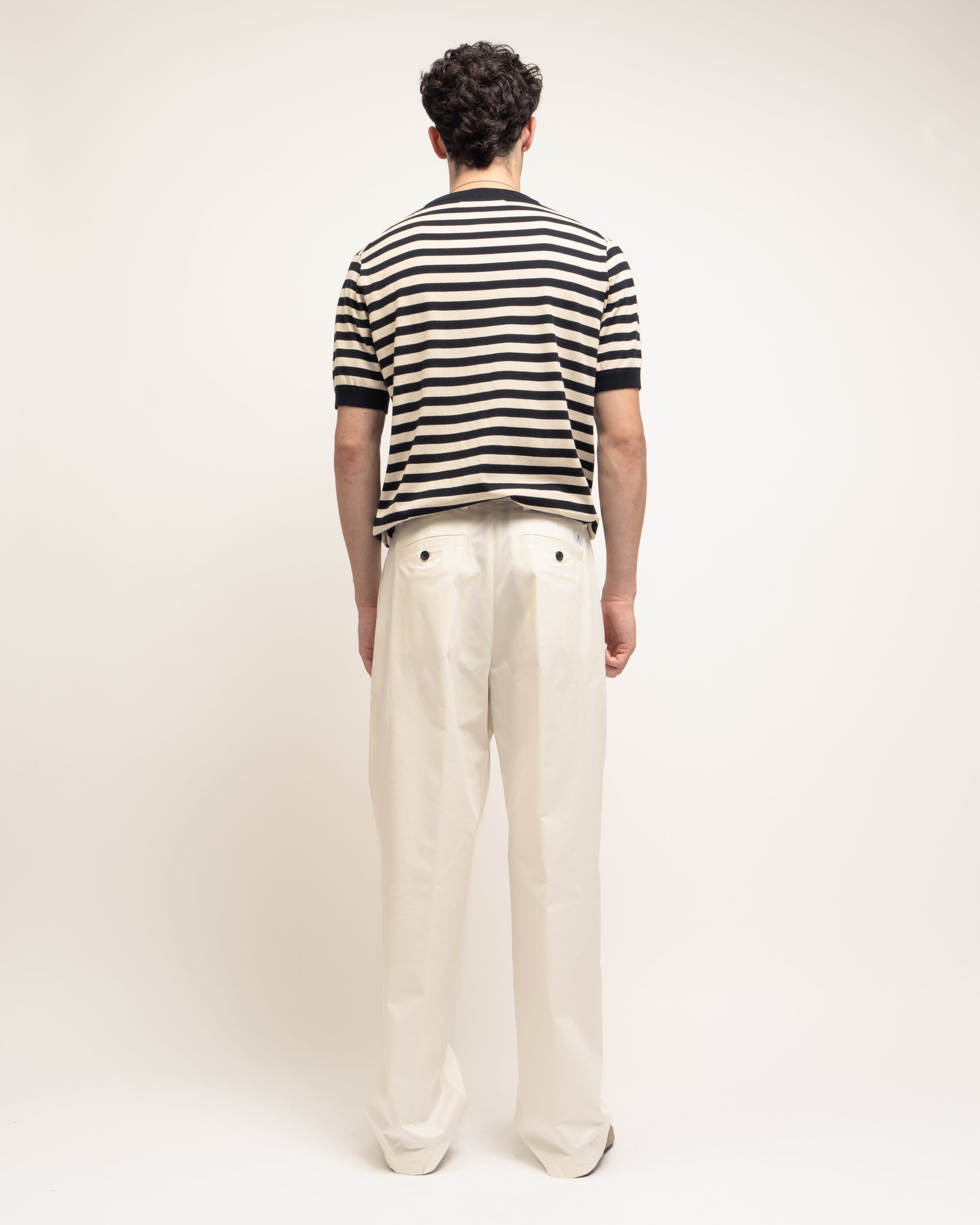 Rushen pantaloni con pieghe in gabardina stretch