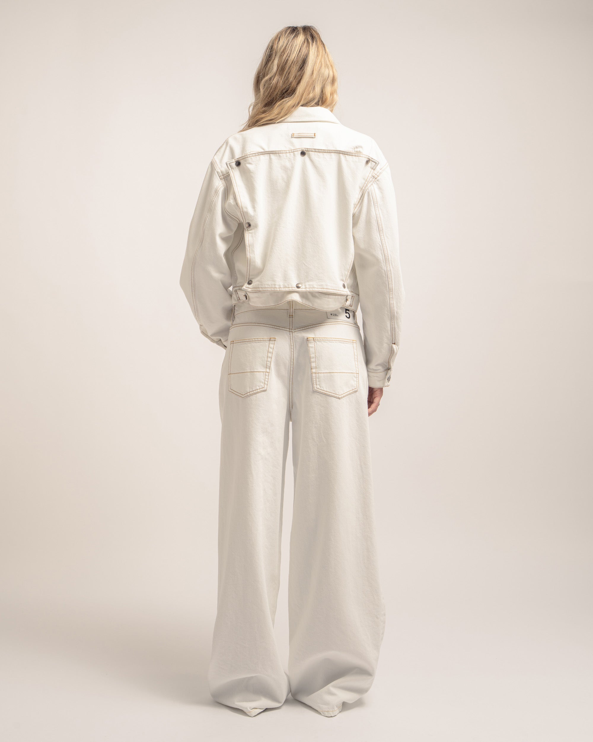 Sonic giubbino crop in denim sbiancato