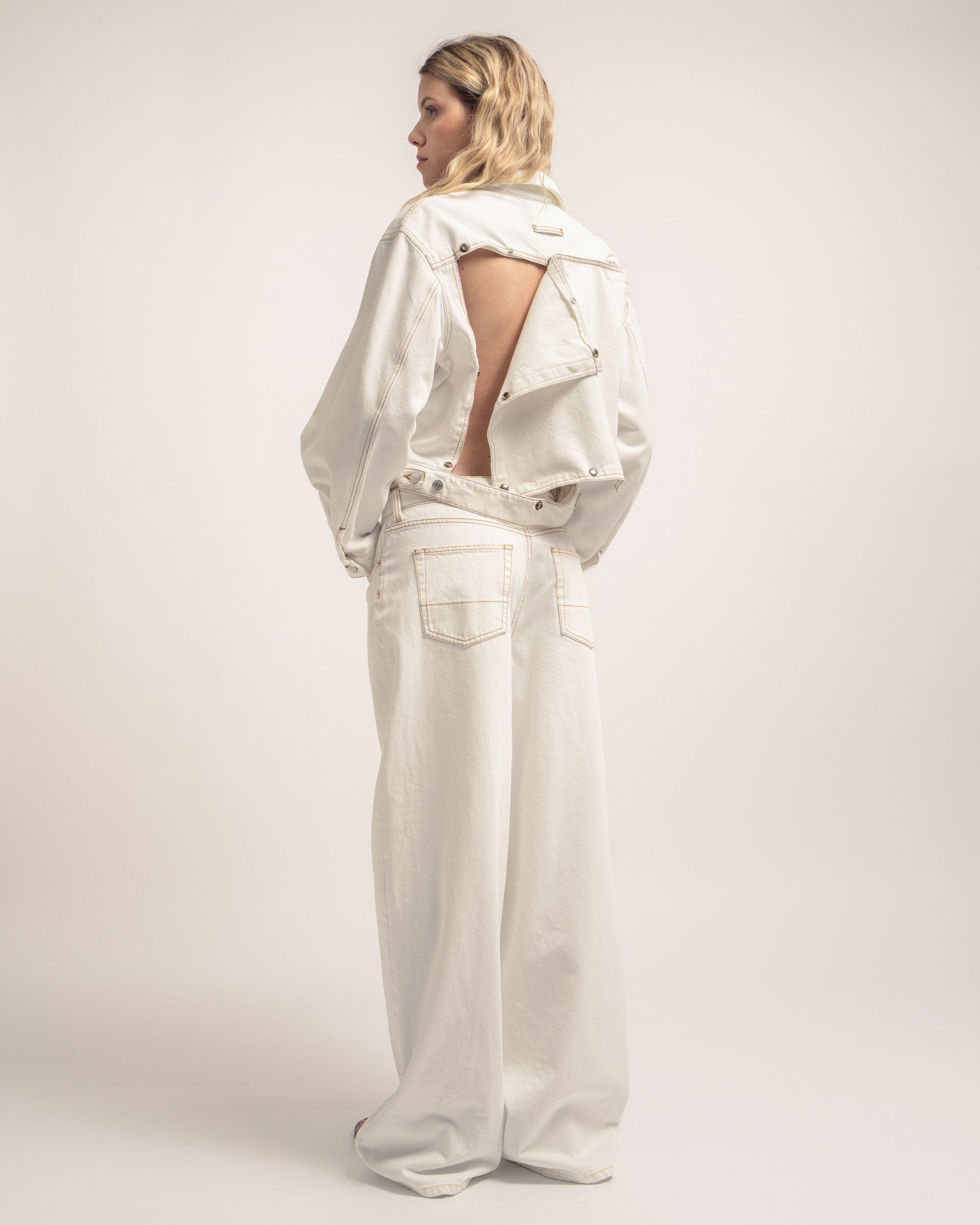 Sonic giubbino crop in denim sbiancato