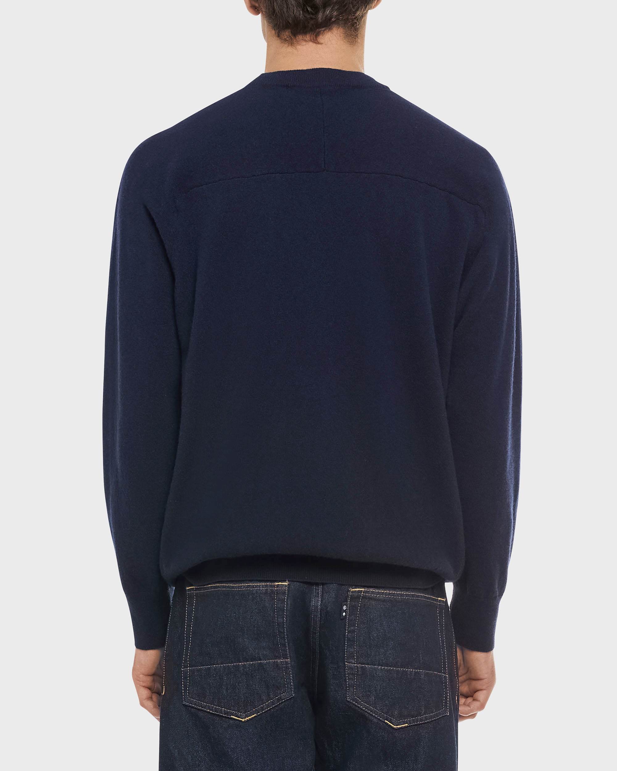 Tears dark blue wool crewneck sweater