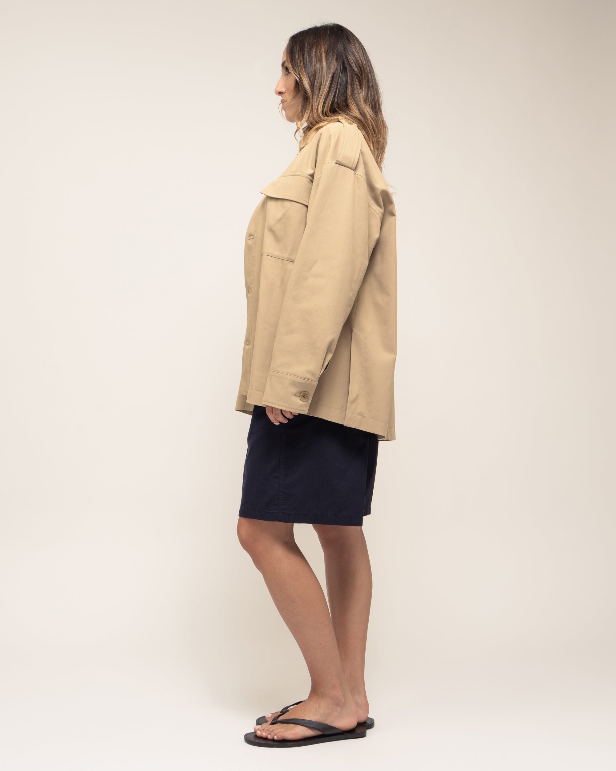 Tres giacca camicia in gabardina