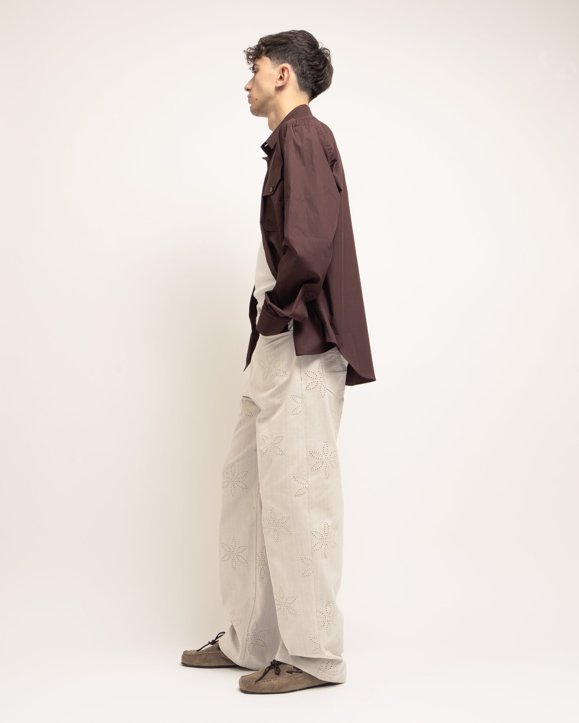 Vontier pantaloni relaxed in drill ricamato