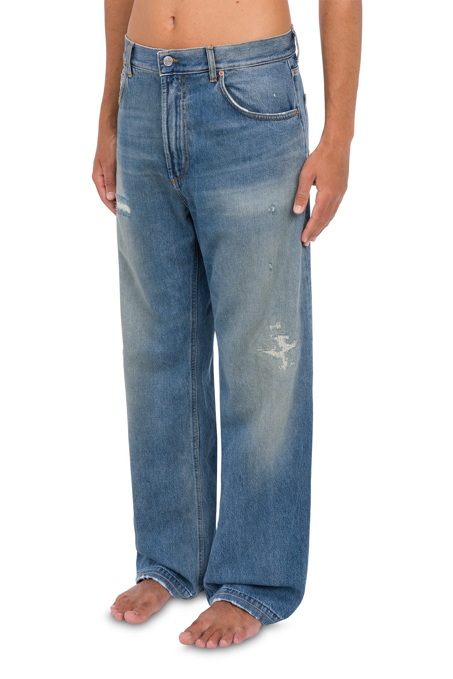 Vontier jeans relaxed in denim slegato effetto vintage