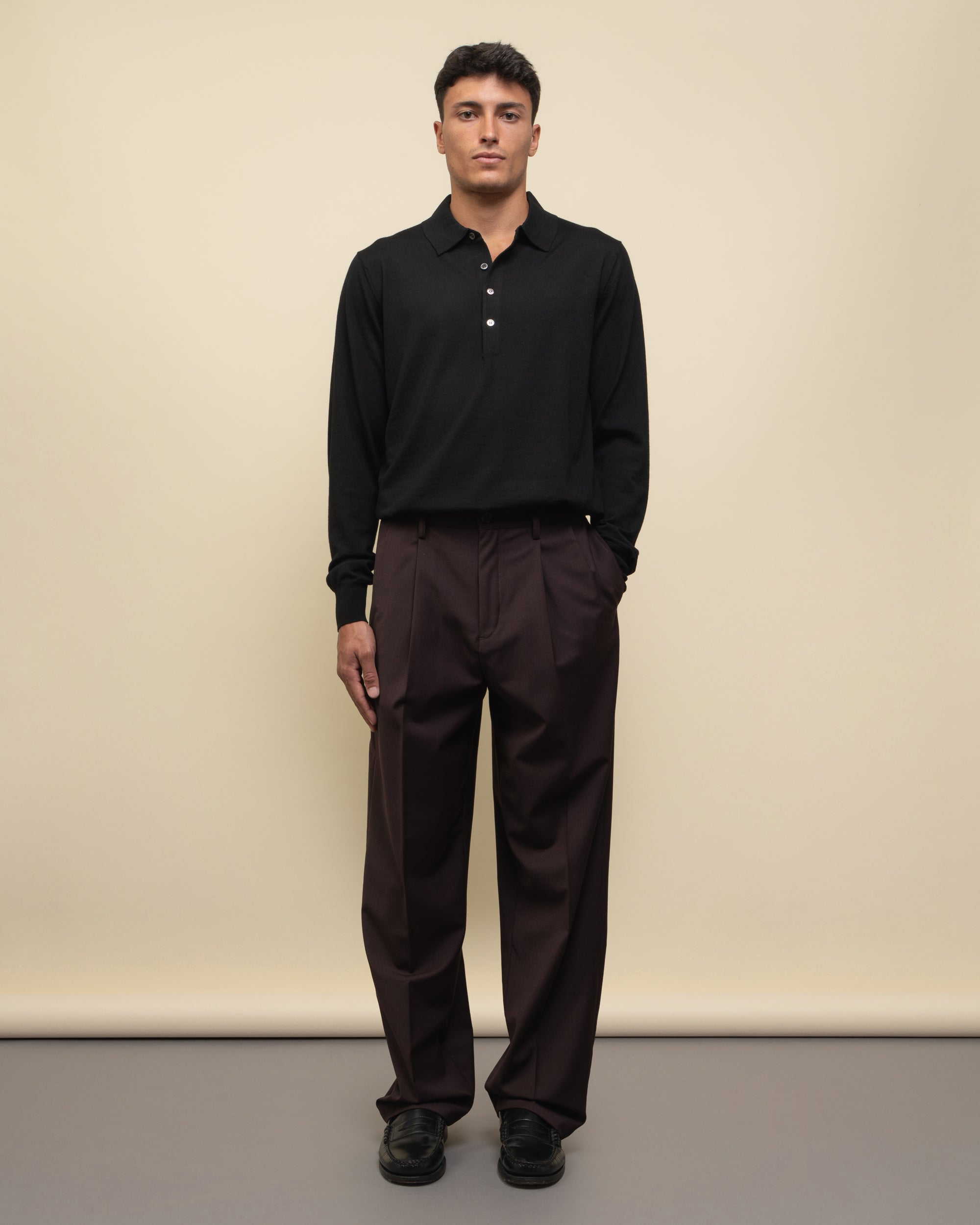 Whisky pantaloni loose in fresco lana