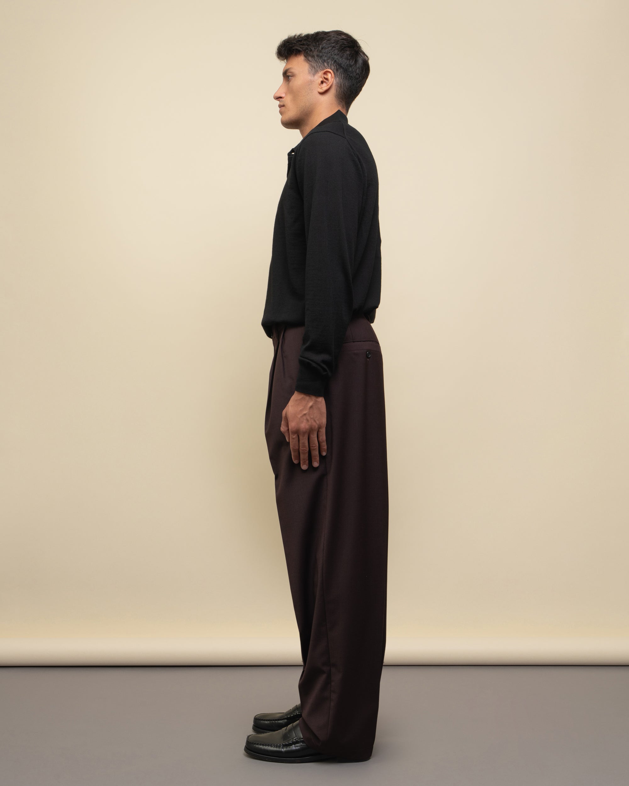 Whisky pantaloni loose in fresco lana