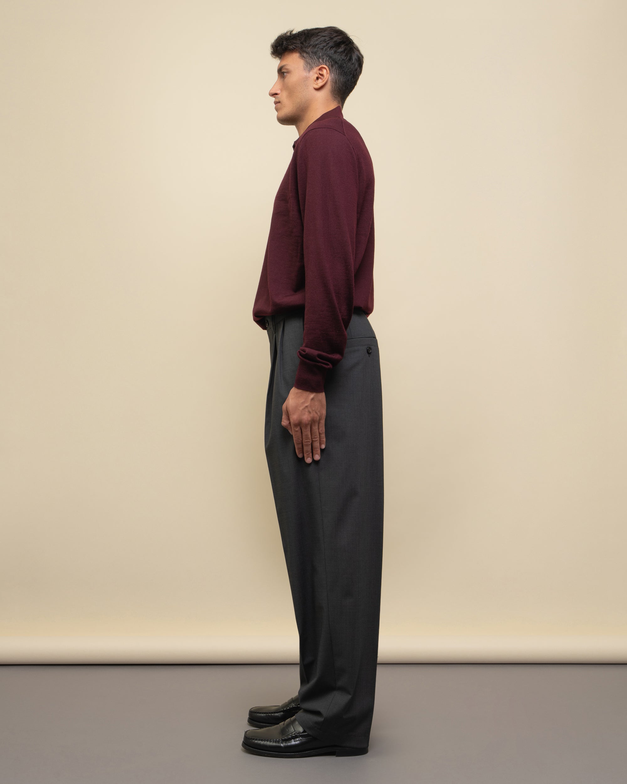 Whisky pantaloni loose in fresco lana
