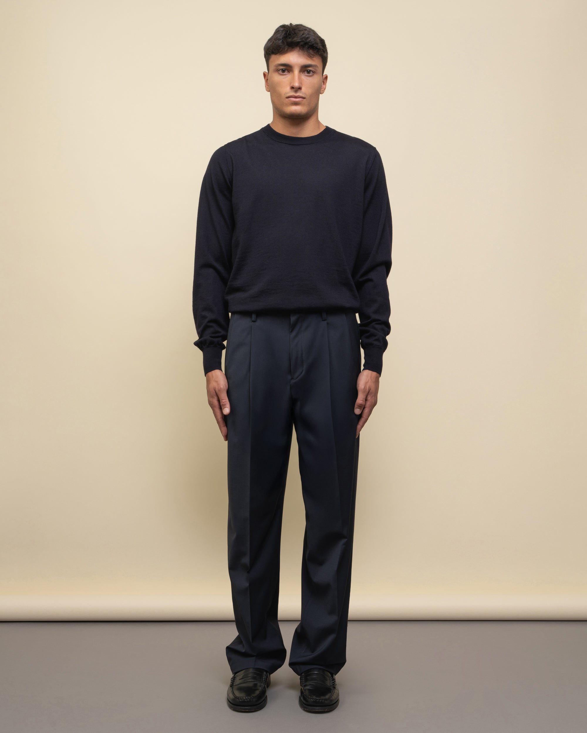 Whisky pantaloni loose in fresco lana