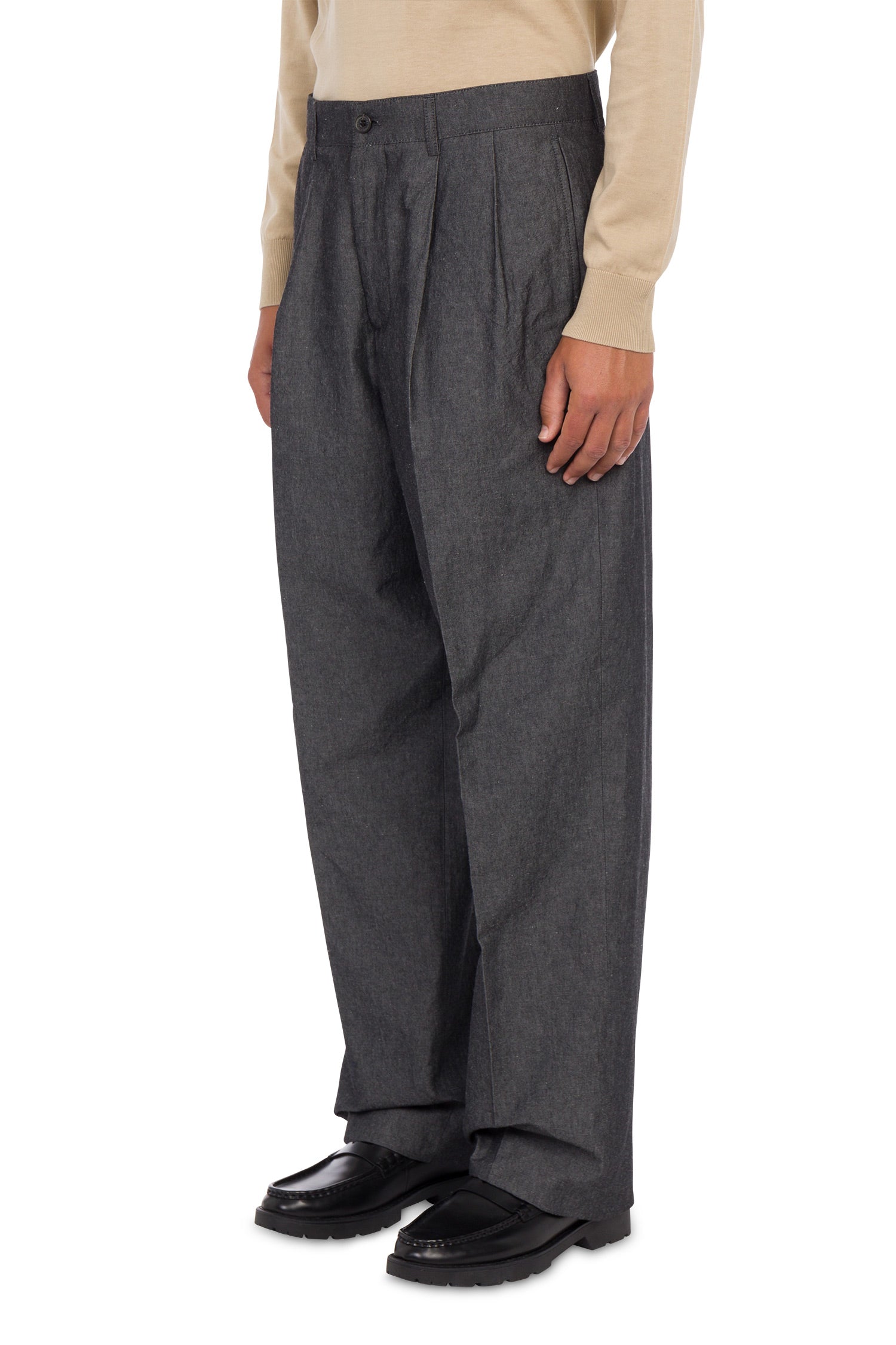 Whisky loose-fit trousers in salt and pepper canvas