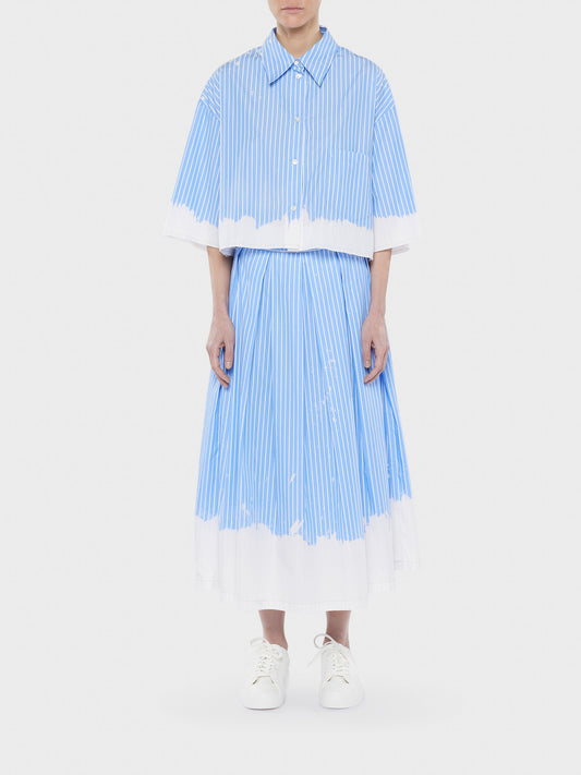 Lamp stripe-print pleated skirt