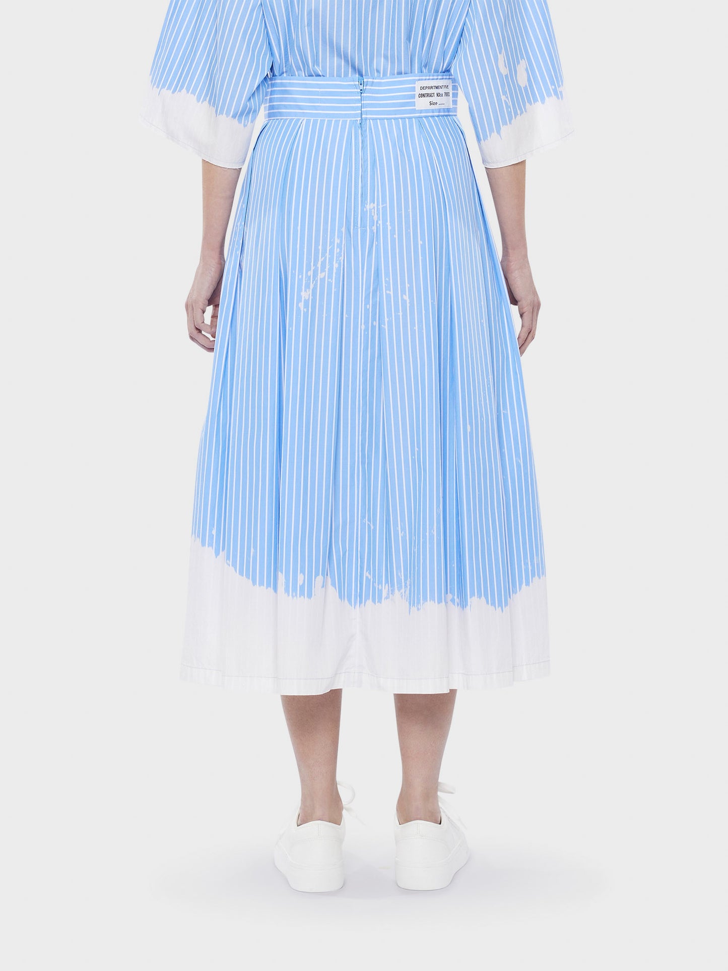 Lamp stripe-print pleated skirt