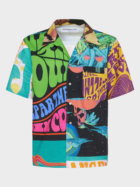 Digital short-sleeve bowling shirt