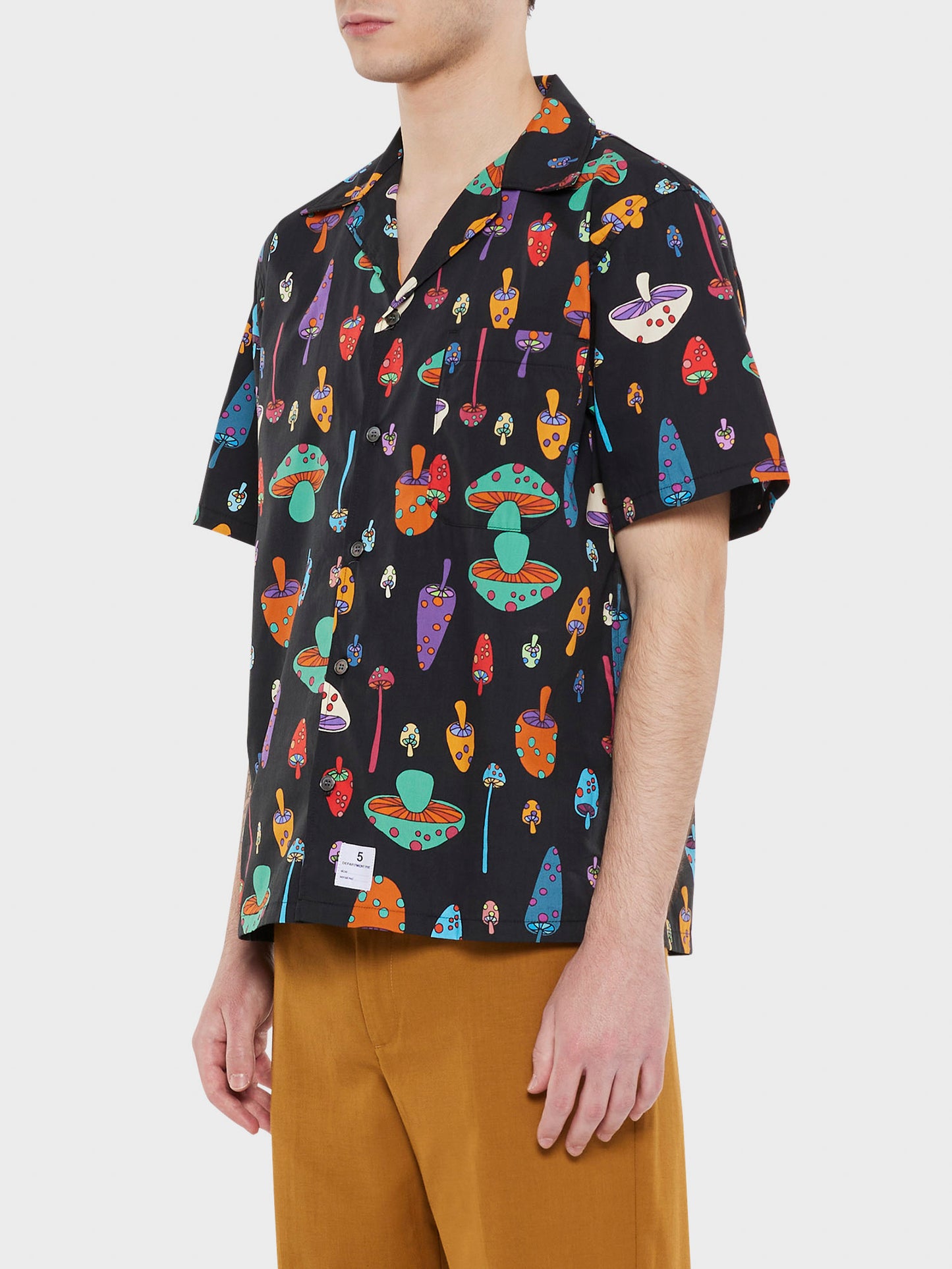 Digital mushrooms-print short-sleeve shirt